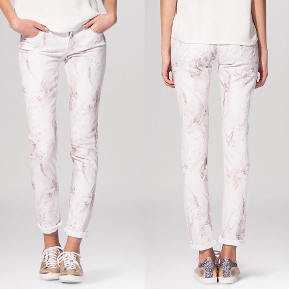 Maje Pelin Marble Print Jeans Skinny Leg